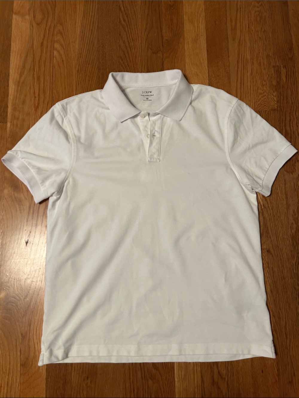 J. Crew Men's White Polo Shirt - Classic Short Sleeve